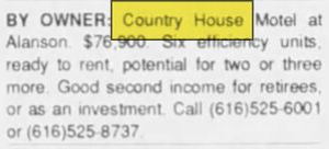 Valley View Motel (Country House) - Sept 1993 Entre Place For Sale Again (newer photo)